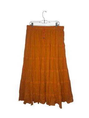 Ashley Stewart Orange Tiered Maxi Skirt Plus Size 14/16